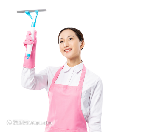 家政服务女性手提清洁工具